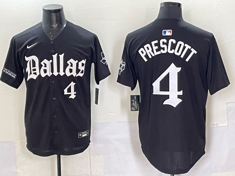 Men 2025 Nike Dallas Cowboys #4 Prescott Black 5th generation Joint Name Limited NFL Jersey 09